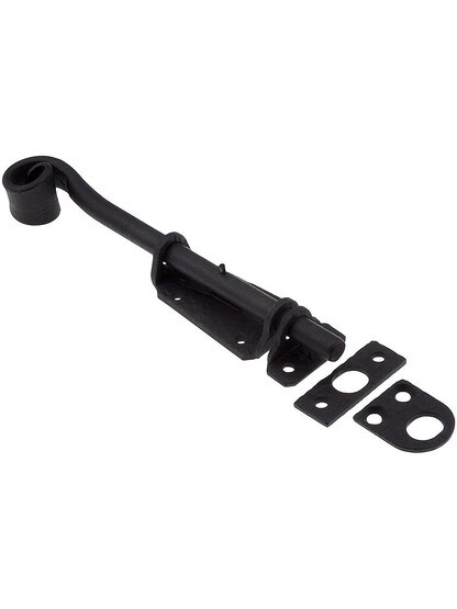 Colonial Iron Door Bolt With Curled Handle.