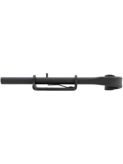 Alternate View of Colonial Iron Door Bolt With Curled Handle.