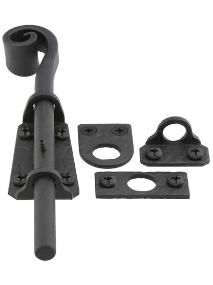 Alternate View 2 of Colonial Iron Door Bolt With Curled Handle.