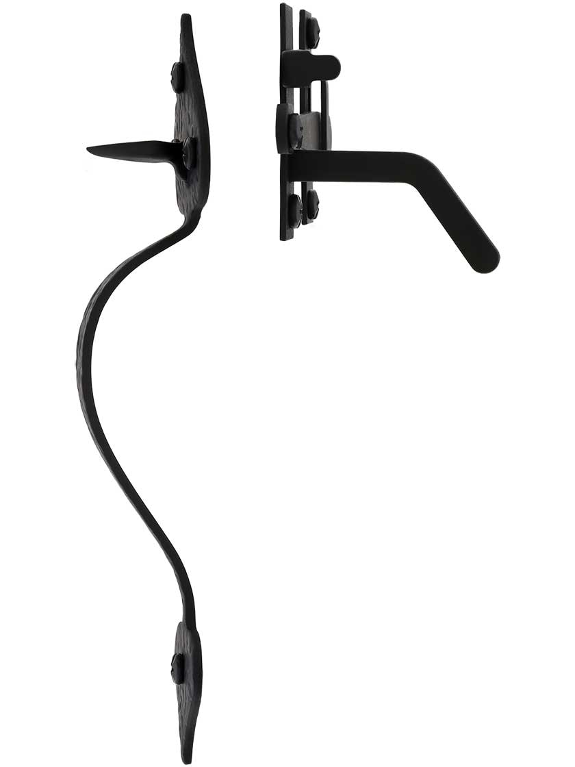 Alternate View of Rough Iron 8 3/4-Inch Heart Rim-Latch Set.