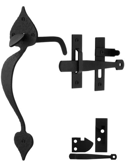 Alternate View 4 of Rough Iron 8 3/4-Inch Heart Rim-Latch Set.