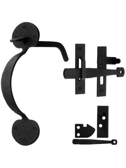 Alternate View 4 of Rough Iron 6 3/4 inch Bean Rim-Latch Set.