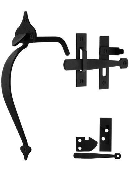 Alternate View 4 of Rough Iron 8 1/2-Inch Heart Rim-Latch Set.