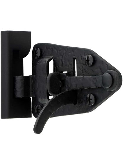 Alternate View 3 of Heavy Duty Rough Iron 9 1/4 inch Heart Rim-Latch Set.