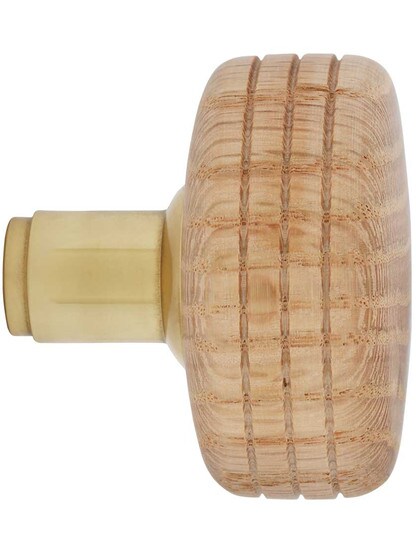 Alternate View 3 of Pair of Box Style Unfinished-Wood Doorknobs with Solid Brass Base.
