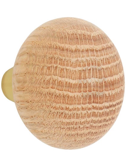 Alternate View 2 of Pair of Round Unfinished-Wood Doorknobs with Solid Brass Base.