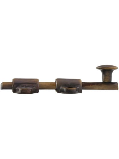 Alternate View of 4-Inch Medium-Duty Solid Brass Surface Bolt in Antique-By-Hand.