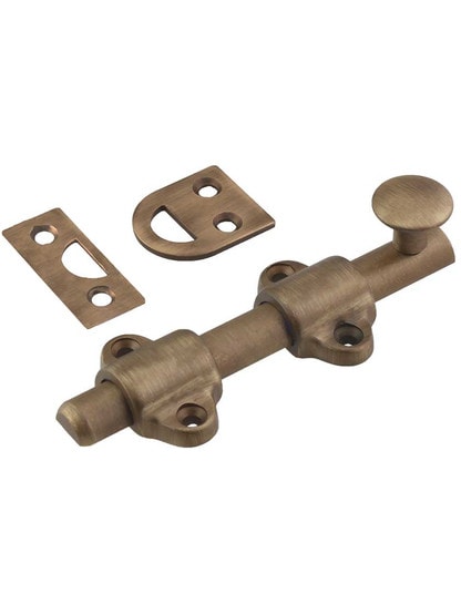 3 in. Solid Brass Antique Brass Surface Bolt 3 in. Solid Brass Antique Brass Surface Bolt