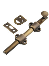 6-Inch Medium-Duty Solid Brass Surface Bolt in Antique-By-Hand