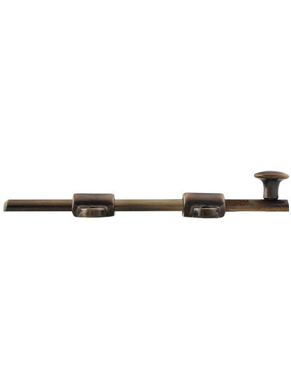 Alternate View of 6-Inch Medium-Duty Solid Brass Surface Bolt in Antique-By-Hand.