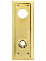 Granby Stamped-Brass Back Plate with Cylinder Hole - 6 7/8 inch x 2 1/2 inch.