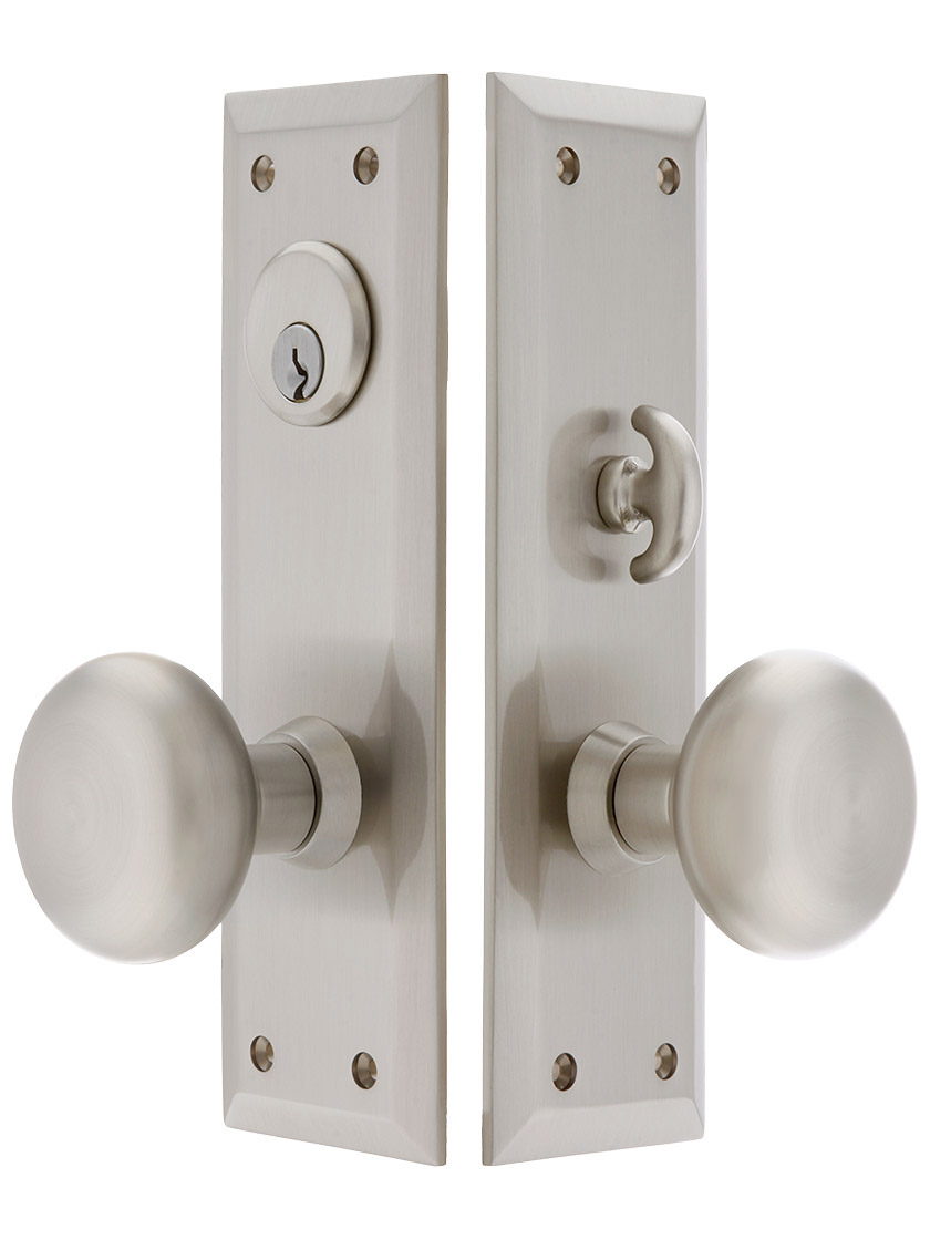 Pair of Round Brass Door Knobs in Four Classic Finishes