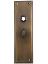 Large Stamped-Brass New York Privacy Back Plate with Thumb Turn in Antique-by-Hand