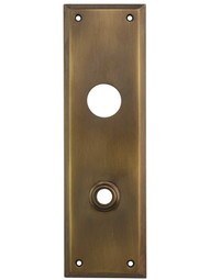 Large Stamped-Brass New York Exterior Back Plate with Cylinder Hole in Antique-by-Hand