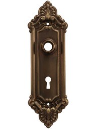 Stamped Brass French-Baroque Back Plate with Keyhole in Antique-by-Hand