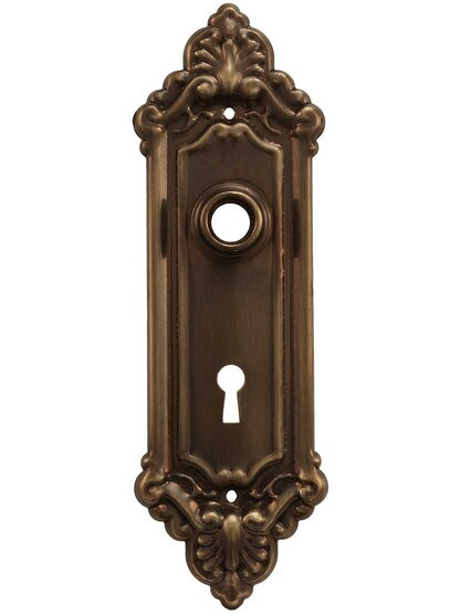 Stamped Brass French-Baroque Back Plate with Keyhole in Antique-by-Hand.