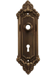 Stamped Brass French-Baroque Back Plate with Keyhole in Antique-by-Hand.