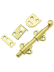 4 inch Light Duty Surface Bolt In Solid Brass.