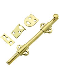 6" Light Duty Surface Bolt In Solid Brass