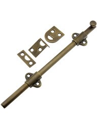 8" Light Duty Surface Bolt In Solid Brass in Antique By Hand Finish