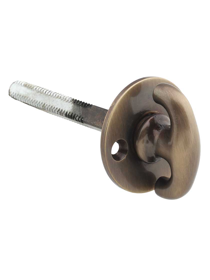 Solid Brass Closet Spindle with Knob and Rosette in Unlacquered Brass 