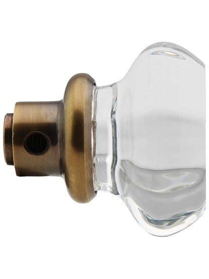 Alternate View 3 of Pair of Octagonal Glass Doorknobs with Solid-Brass Shank in Antique-by-Hand.