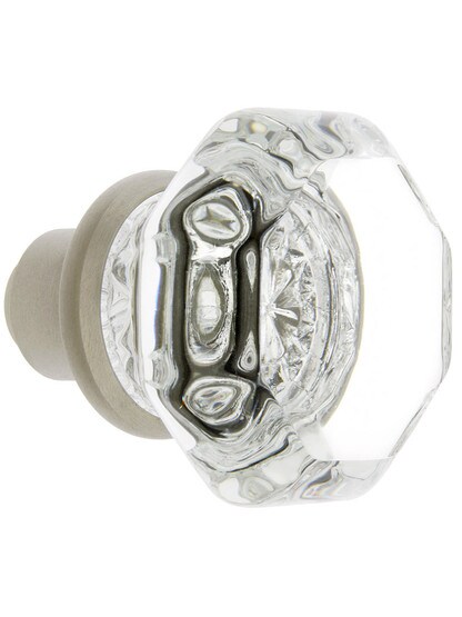 Alternate View 2 of Pair of Octagonal Glass Door Knobs With Solid Brass Shank.