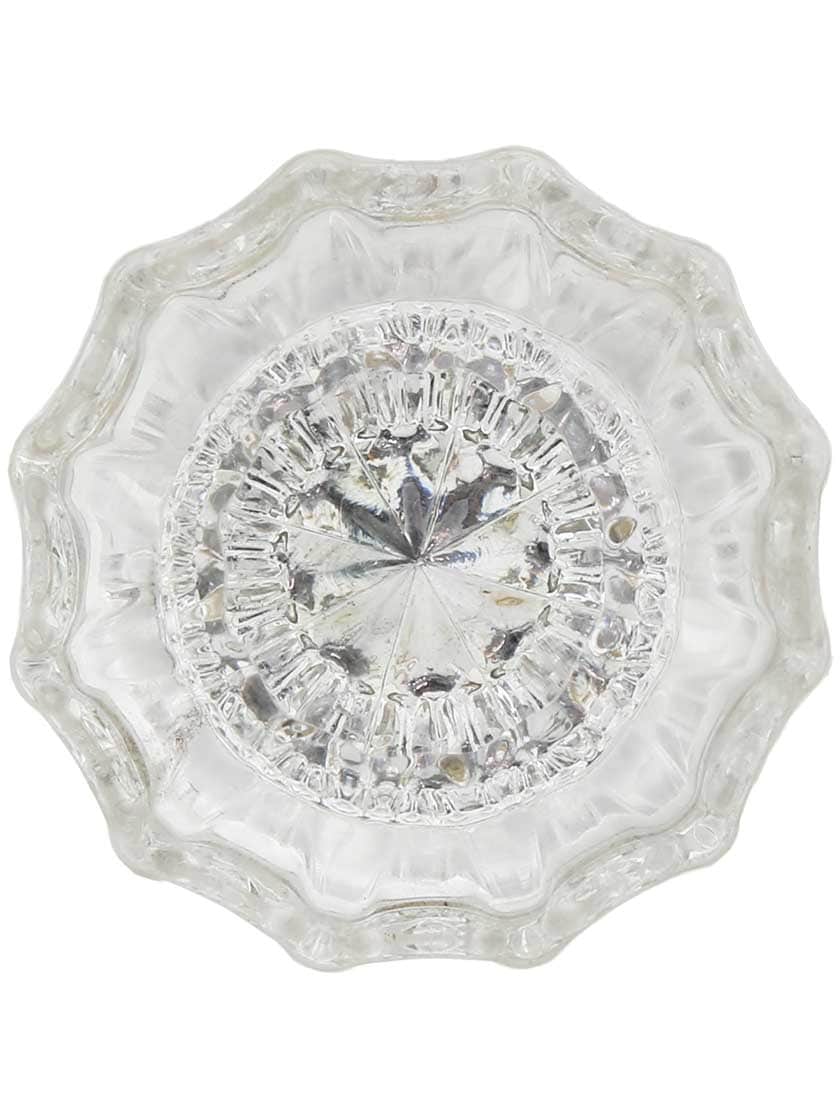 Alternate View of Pair of Fluted Glass Doorknobs with Solid-Brass Shank in Antique-by-Hand.