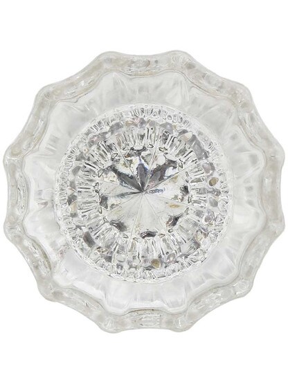 Alternate View of Pair of Fluted Glass Doorknobs with Solid-Brass Shank in Antique-by-Hand.