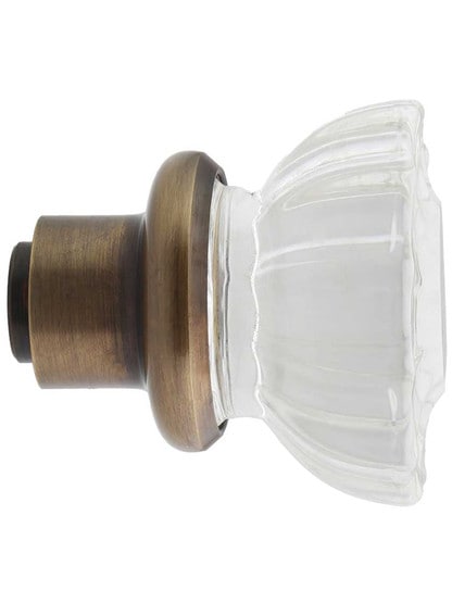 Alternate View 3 of Pair of Fluted Glass Doorknobs with Solid-Brass Shank in Antique-by-Hand.