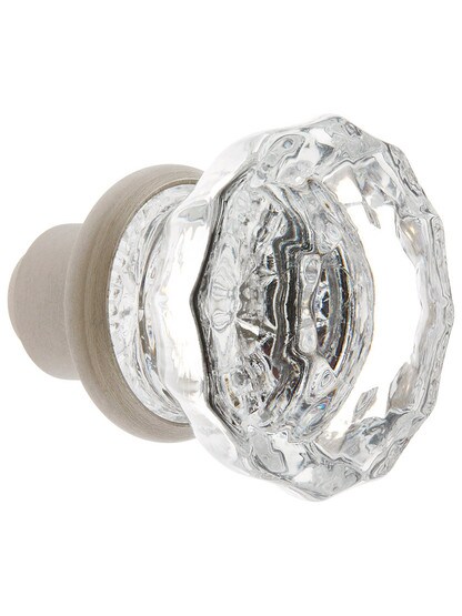 Alternate View 2 of Pair of Fluted Glass Door Knobs With Solid Brass Shank.