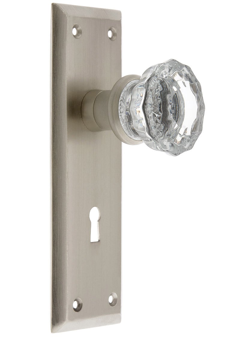 Alternate View 4 of Pair of Fluted Glass Door Knobs With Solid Brass Shank.