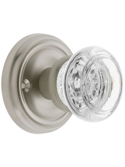 Alternate View 4 of Pair of Round Glass Door Knobs With Solid Brass Shank.