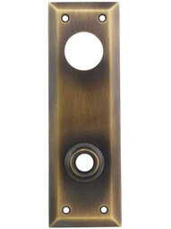 Stamped Brass New-York Exterior Back Plate with Cylinder Hole in Antique-by-Hand
