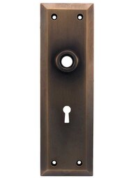 Large Forged-Brass New York Door Plate with Keyhole in Antique-by-Hand