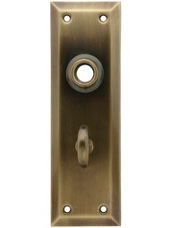 Stamped Brass New York Privacy Back Plate With Thumb Turn In Antique-By-Hand Finish