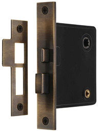 Reproduction Privacy Mortise Lock with Thumbturn - 2 1/2-Inch Backset in Antique-By-Hand