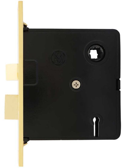 Alternate View of Reproduction Mortise Lock with Solid Brass Faceplate - .