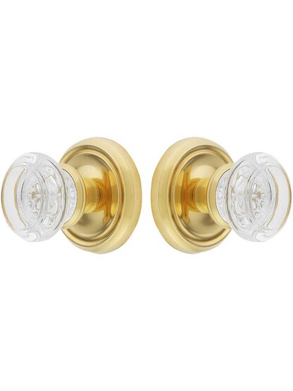 Alternate View of Traditional Rosette Set With Round Glass Door Knobs.