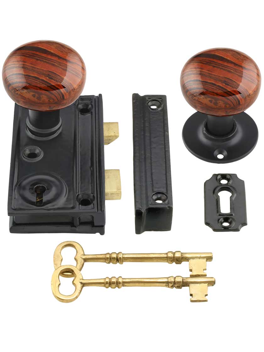 CastIron Narrow RimLock Set with Small BenningtonStyle Knobs House