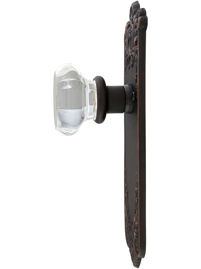 Lorraine Privacy Door Set With Octagonal-Glass Knobs in Oil-Rubbed Bronze