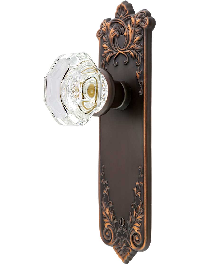Lorraine Door Set With Octagonal-Glass Knobs in Oil-Rubbed Bronze.