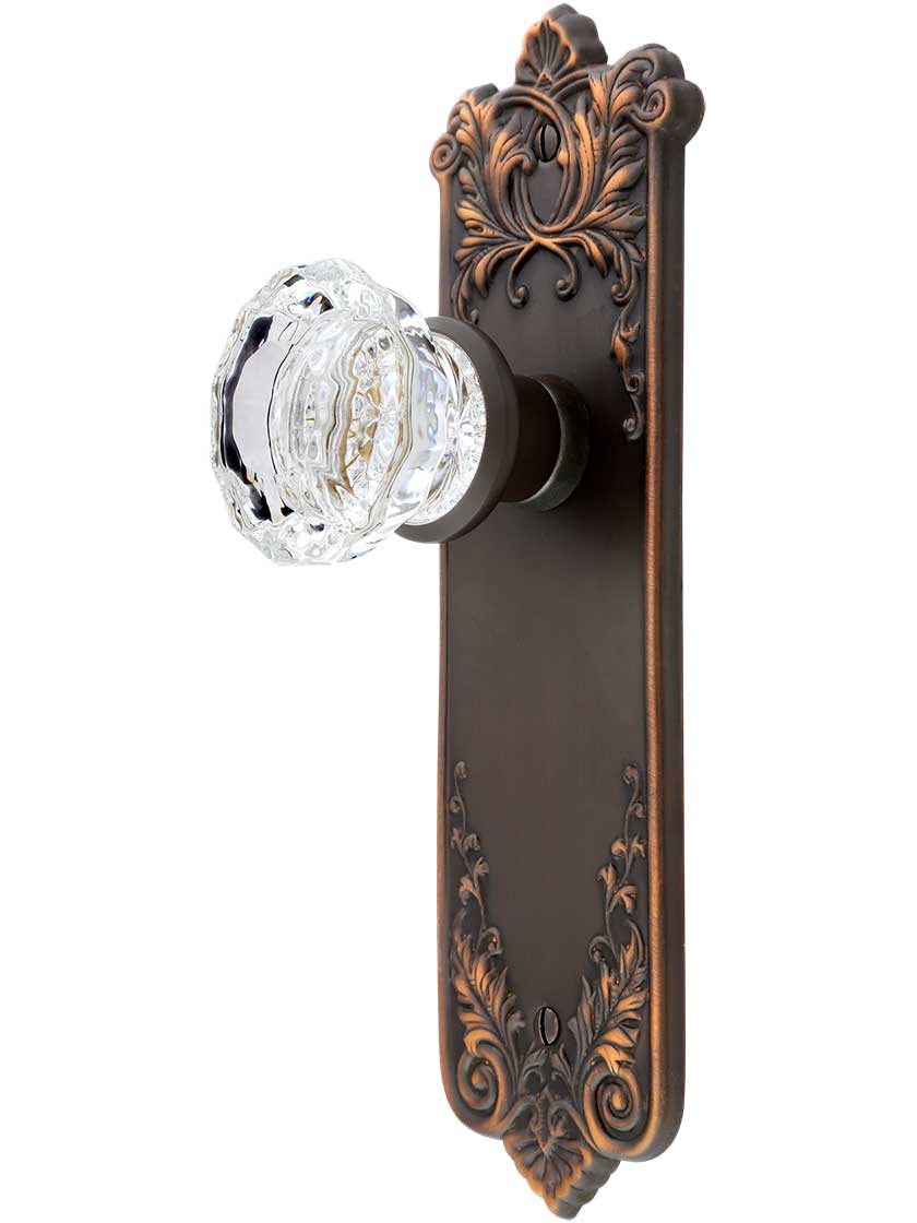 Lorraine Door Set With Fluted Glass Knobs in Oil-Rubbed Bronze.