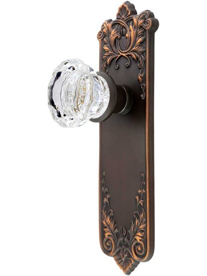 Lorraine Door Set With Fluted Glass Knobs in Oil-Rubbed Bronze.