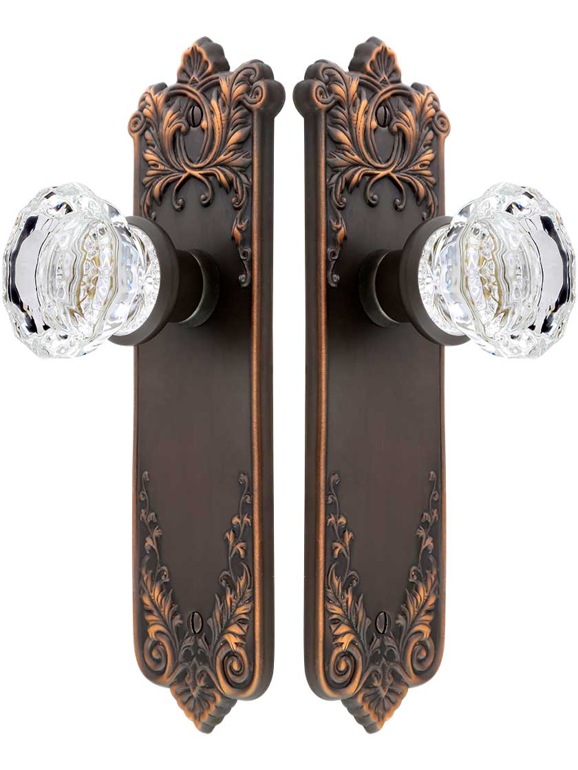 Alternate View of Lorraine Door Set With Fluted Glass Knobs in Oil-Rubbed Bronze.