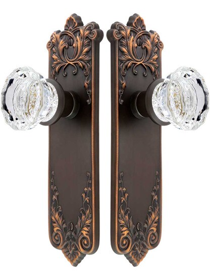 Alternate View of Lorraine Door Set With Fluted Glass Knobs in Oil-Rubbed Bronze.