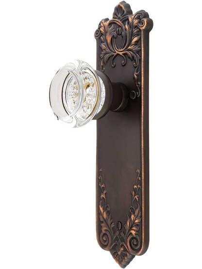 Lorraine Door Set With Round-Glass Knobs in Oil-Rubbed Bronze.