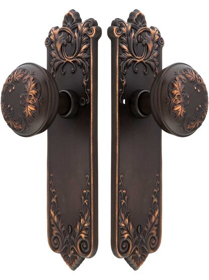 Alternate View of Lorraine Door Set With Matching Knobs in Oil-Rubbed Bronze.