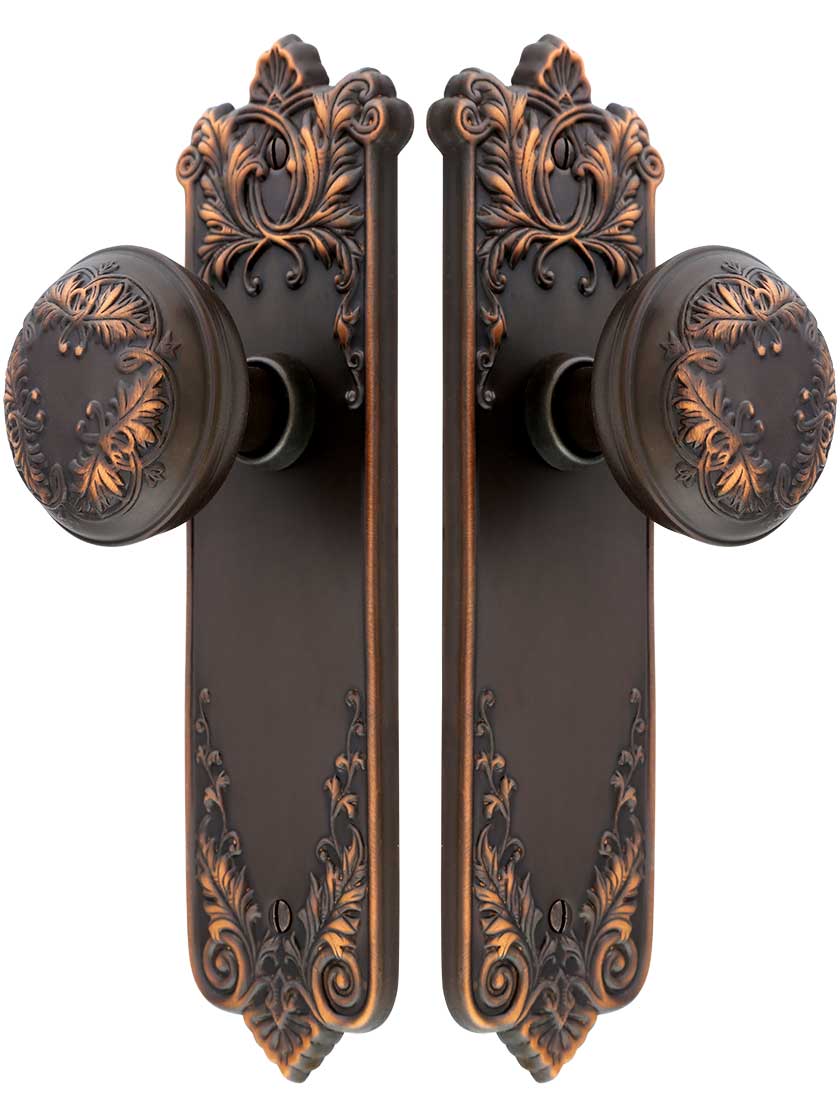 Alternate View of Lorraine Door Set With Matching Knobs in Oil-Rubbed Bronze.