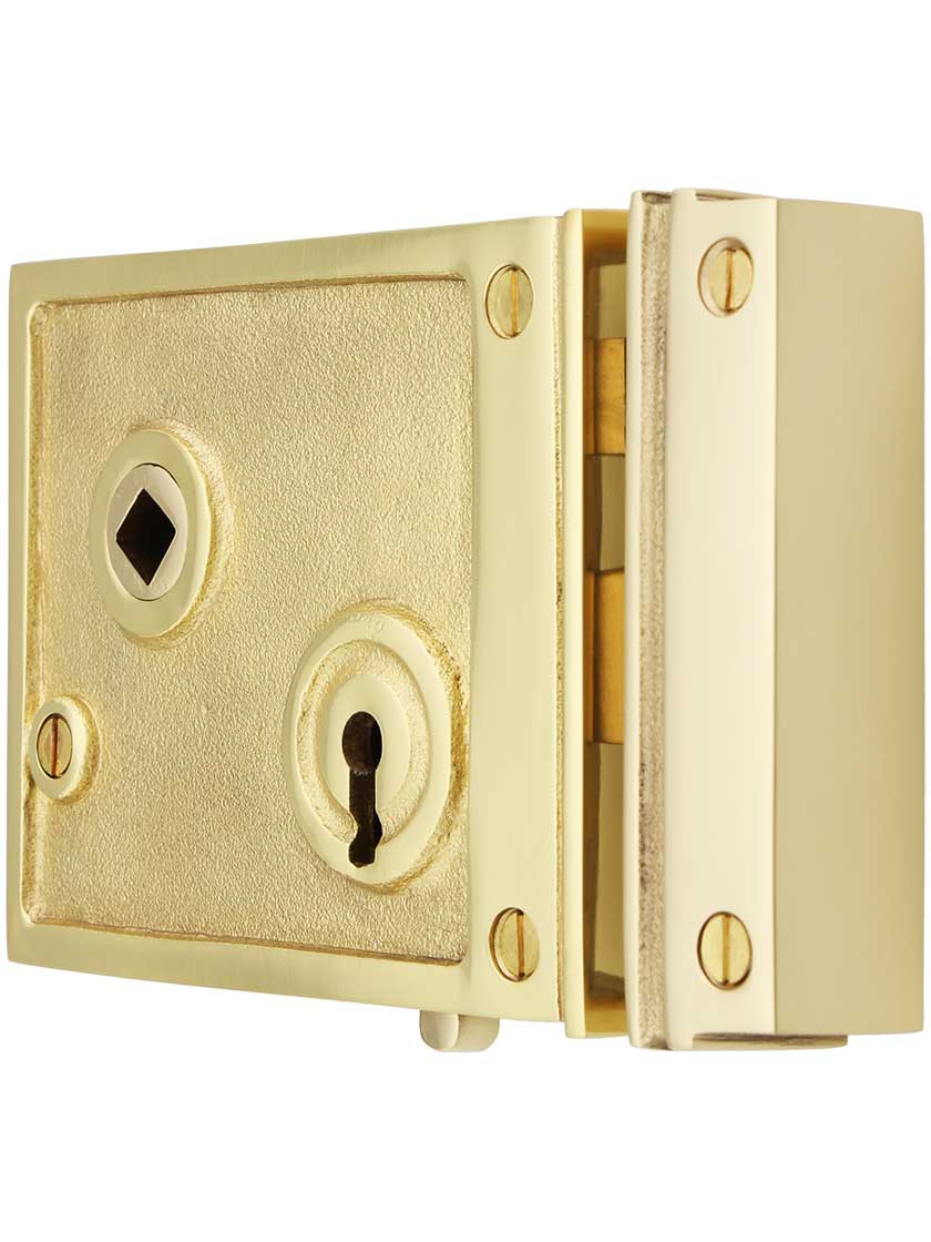 Alternate View of Solid Brass Horizontal Rim Lock With Choice of Finish